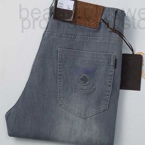 Jeans voor heren ontwerper 2023 zomer nieuwe rookgrijs rechte pasvorm mode knap trendy high-end strijkvrije kreukbestendige broek T19W YL6S