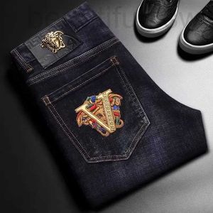 Designer de jeans masculin American brodered jeans, élastique masculin, résistant à l'usure, slim haut de gamme, marque tendance, pantalon décontracté de haute qualité 8v28