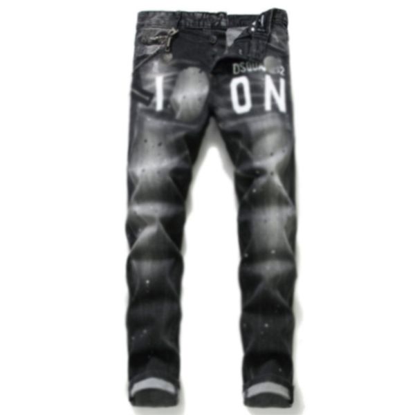 Jeans para hombres Diseñador American Vintage Black Dsq High Star Street Ripped Slim Fit Distressed Moda Moda Pantalones de mezclilla