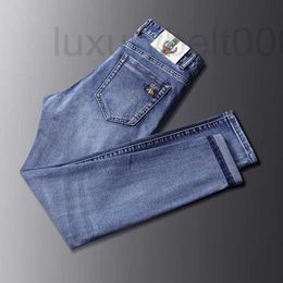Heren jeans ontwerper herfst en winter bijen borduurwerk babybroek voor mannen slanke fit elastische Koreaanse kleine voeten lang x2rr