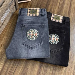 Jeans pour hommes Designer Automne et Hiver Nouvelle Lumière Luxe Édition Coréenne Épais Pieds Élastiques Slim Fit Mode Fumée Gris B Accueil ACWW