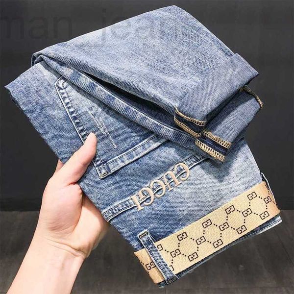 Jeans pour hommes Designer Automne et hiver Nouvelle tendance haut de gamme Lâche Tendance Version coréenne Leggings polyvalents Pantalons de broderie élastiques Avohsgbt