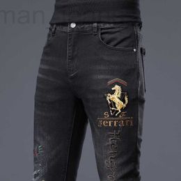 Jeans pour hommes designer automne et hiver qualité slim fit grands jeans brodés hommes mode personnalisée petite jambe pantalon droit 5JV9