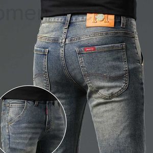 Jeans pour hommes Designer Automne et hiver épais haut de gamme pour hommes Slim Fit Tube droit élastique fumée gris marque de mode polyvalent pantalon de jeunesse affaires U70S