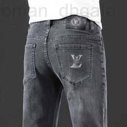 Jeans pour hommes Designer Automne Marque de mode coréenne Pantalon Slim Fit Slim Fit épais Pantalon long en frêne brodé 09QX