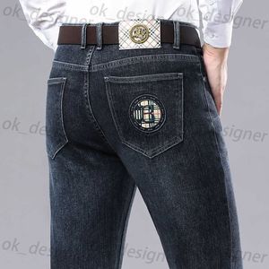 Heren jeans ontwerper Autumn Dikke Jeans Heren rechte elastische Mid Taille Casual Loose Business Men's ReHG53GT