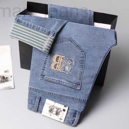 Jeans pour hommes Designer B Family Jeans de grande marque, tube droit ample pour hommes, pantalons longs décontractés d'été d'âge moyen, fine broderie de marque de mode 858F