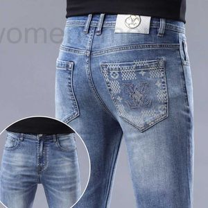 Heren jeans ontwerper Big Brand 2024 lente en herfst nieuwe elastische rechte been broek lange trendy merk jeugd casual uqjw