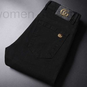 Heren jeans designer merk Black Jeans heren lente en zomermodemerk geborduurde slanke fit kleine voeten medusa Koreaanse casual broek sby3