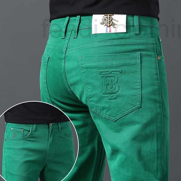 Jeans pour hommes Designer Marque Mode 2023 Nouveau Automne/Hiver Polyvalent Vert Slim Fit Petit Pied Pantalon Long Y8B5