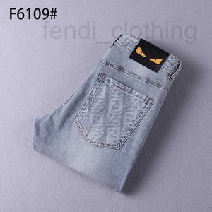 Heren jeans designer merk ff brief zomer dunne high-end licht luxe Koreaans slanke fit mode trendy veelzijdige broek grote Aziatische maat 29-42 QX07