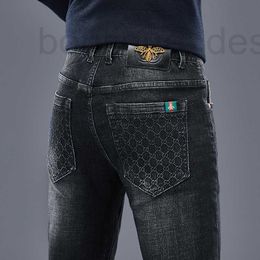 Jeans voor heren designer merk lente en zomer nieuwe geborduurde kleine bij elastische denim lange broek legging modemerk jeugdkleding 0SVD