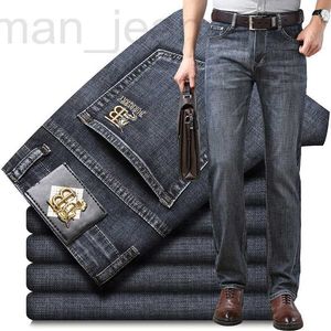 Herenjeans ontwerper Merk lente en zomer dunne jeans heren hoge taille elastische rechte buis losse business casual YE4H