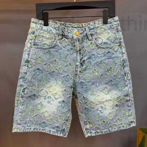 Brand de créateur de jeans pour hommes shorts en jean mince d'été, populaires sur Internet, Jacquard Capris à la mode, luxe léger, marque tendance, pantalon décontracté haut de gamme ju2i