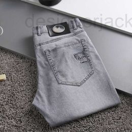 Heren jeans ontwerper Casual broek gewassen blauw rechte broek luxe lader lader reliëf broek zakelijke casual denim ritsers ACSS control plus maat 42 FVRX