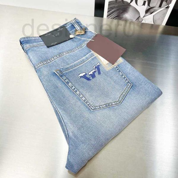 Jeans pour hommes Designer décontracté été hommes pantalons de survêtement amples lavables pantalon en jean fermeture éclair avant imprimé pantalon DLRX