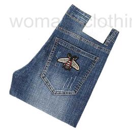 Herenjeans Designer chino Broek Herenbroek Stretch Herfst winter nauwsluitende jeans katoenen broek gewassen recht business casual Little Bee borduurwerk H3