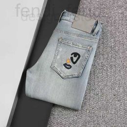 Jeans pour hommes Designer Classique Floral Lettre Lavage Cylindre droit Luxe Résistant à l'usure Top Row Patch Moto Vintage Stretch Pantalon d'affaires DE0X DI3M