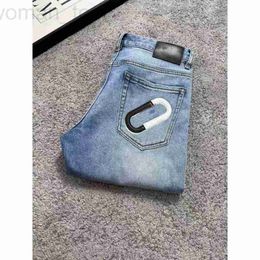 Jeans pour hommes Designer jeans pour hommes classiques broderie alphabet cousu déchirure marque tendance pantalon de moto coupe slim jambe droite 2IW5