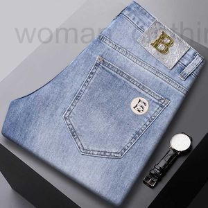 Designer de jeans masculin Danba Baoshen European High Grade Blue Wash Water Quality Jeans For Men's Elastic Slim Fit Small Straight Feet Pantal Men's Pantal Ep32