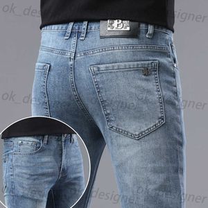 Heren jeans ontwerper denim jeans heren zomer dunne nieuw product slank fit kleine voet elastische trend jeugd