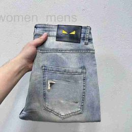 Jeans pour hommes Designer Designer classique jeans pour hommes Europe fait croire aux gens broderie étoile couture rip tendance marque moto pantalon hommes mince NSVR