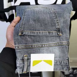 Herenjeans designer Designer jeans heren- en damesbroek bedrukt gewassen Europese Amerikaanse stijl elastische slijtvaste stof jeugd slank kleine voet 1JI6