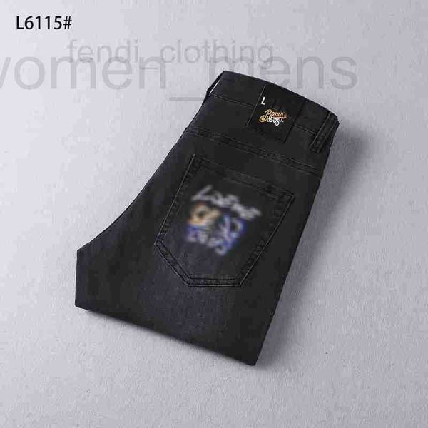 Diseñador de jeans para hombres Diseñador Lowewe Spring/Summer Black Fabric Edition Korean Edition Fit Slim Fashion Handsome Trendy Versátil Pantalones
