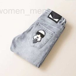 Jeans para hombres diseñador diseñador jeans para hombres moda damas pequeño monstruo delgado pies pequeños pantalones casuales rectos M12R
