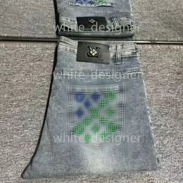 Jeans pour hommes Designer Designer Jeans pour hommes High Street Hole Star Patch Hommes Femmes Broderie Denim Stretch Pantalon Slim Fit True 111