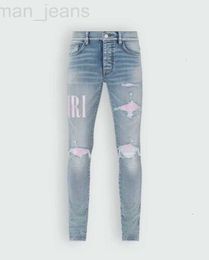 Jeans pour hommes concepteur Designer Split Denim Pants Mens Slim Fit Casual Hip Hop Button Pant Hommes Élastique femmes Trou slim Violet Jean true LNN3