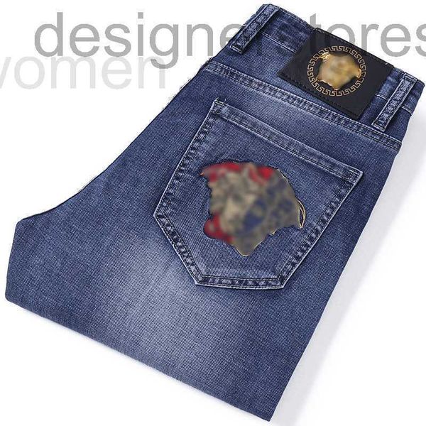 Jeans pour hommes Designer Designer Printemps et été tête de couleur mince VJ demi-facotton élastique bleu slim jeans pour hommes R624 M5D7