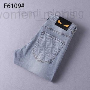 Heren jeans designer designer Designer Dunne licht luxe Koreaanse slanke fit mode trendy veelzijdige broek grote Aziatische maat 29-42 QX07 UB5M