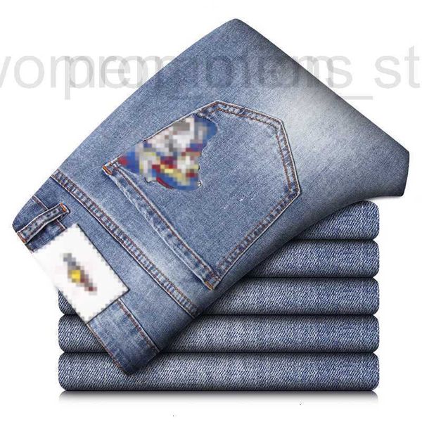 Jeans para hombres diseñador bordado hombres jean delgado pequeño recto elástico pantalones casuales moda l86r yizw