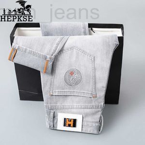 Herenjeans designer Europese goederen high-end kwaliteit heren grijs wit bedrukte jeans eenvoudige mode veelzijdige SLANKE RECHTE broek XJ6L