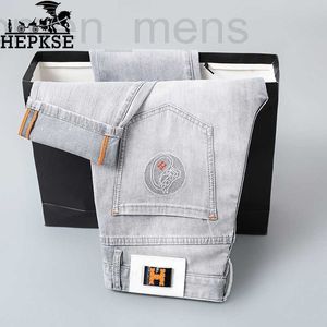 Herenjeans ontwerper Europese goederen hoogwaardige heren jeans grijs wit bedrukt eenvoudige mode veelzijdige SLANKE RECHTE broek 6Z4C