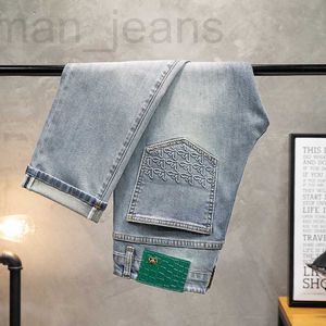 Herenjeans designer Europese high-end jeans met reliëf, heren trendy merk 2023 nieuwe slim-fit broek, zomer casual stretch beenbroek H1YZ