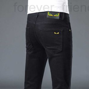 Heren jeans ontwerper Europees high-end groen label Autumn Black Jeans Youth Men's Slim Small Foot Casual Pants Iniw