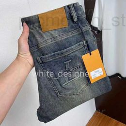 Jeans pour hommes Designer Jeans européens pour hommes maigres pantalons de moto de mode lavage élastique Slim Fit petite jambe marque de luxe 3SQY