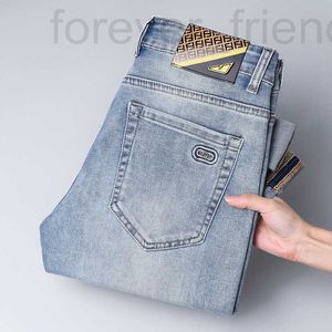 Designer de jeans masculins European Light Luxury Fashion Marque Slim Fit Small Feet Pantalon Denim Extérieur Single décontracté bleu 6JXU