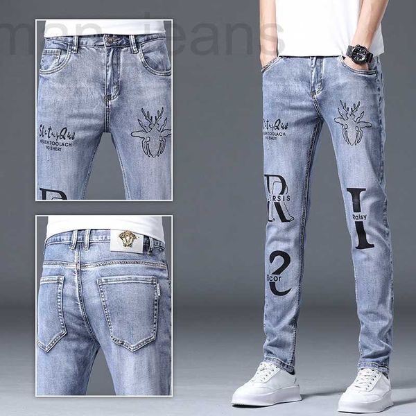 Jeans pour hommes designer été européen jeans pour hommes marque de mode impression de diamant chaud personnalisé slim fit net rouge Leggings 04P4