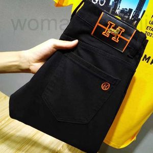 Pantalones vaqueros de diseñador para hombre, marca de moda, bordado, elásticos, ajustados, populares, jóvenes, negros, primavera y otoño, ocio H2HC