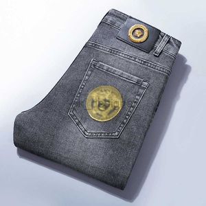 Pantalon denim gris haut de gris de la marque de mode de créatrice de jeans pour hommes