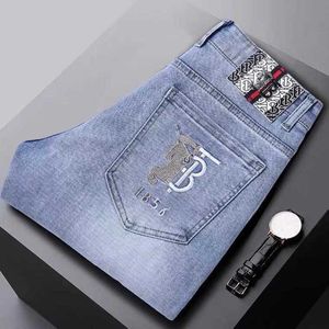 Men's Jeans Designer Fashion Light Broidered Jeans Men's Men's Men's Spring Slim Fit Spandex Long Pants K73663F