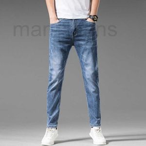 Designer de jeans masculin model pour hommes jeans le printemps et l'été stress slim jeans pantalon masculin pantalon bleu clair hommes 3j2f