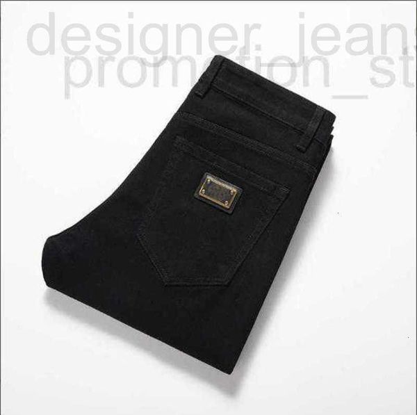 Diseñador de jeans para hombres Fenti Calidad del hogar Edición europea Fit Slim Wave Water Elástica Pequeña pierna recta Classic Black Yogd GV5A