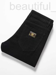 Designer de jeans masculin Fentiou Brand de mode classique noir polyvalent élastique slim slim small raideg 3tj1
