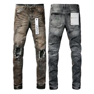 Jeans pour hommes Designer pour hommes Pantalons Purple Trends Distressed Black Ripped Biker Slim Haute Qualité 2024