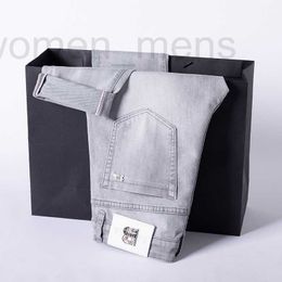 Jeans pour hommes Designer Haut de gamme Denim Marque de mode européenne élastique haut de gamme à la mode lait blanc gris slim fit petit pantalon long à jambe droite Q4DR