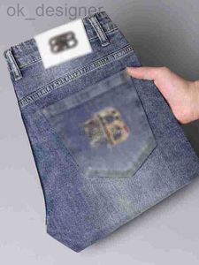 Heren jeans ontwerper high-end geborduurde jeans heren trendy merk lente en herfst elastische slank fit veelzijdige casual lange broek met kleine voeten